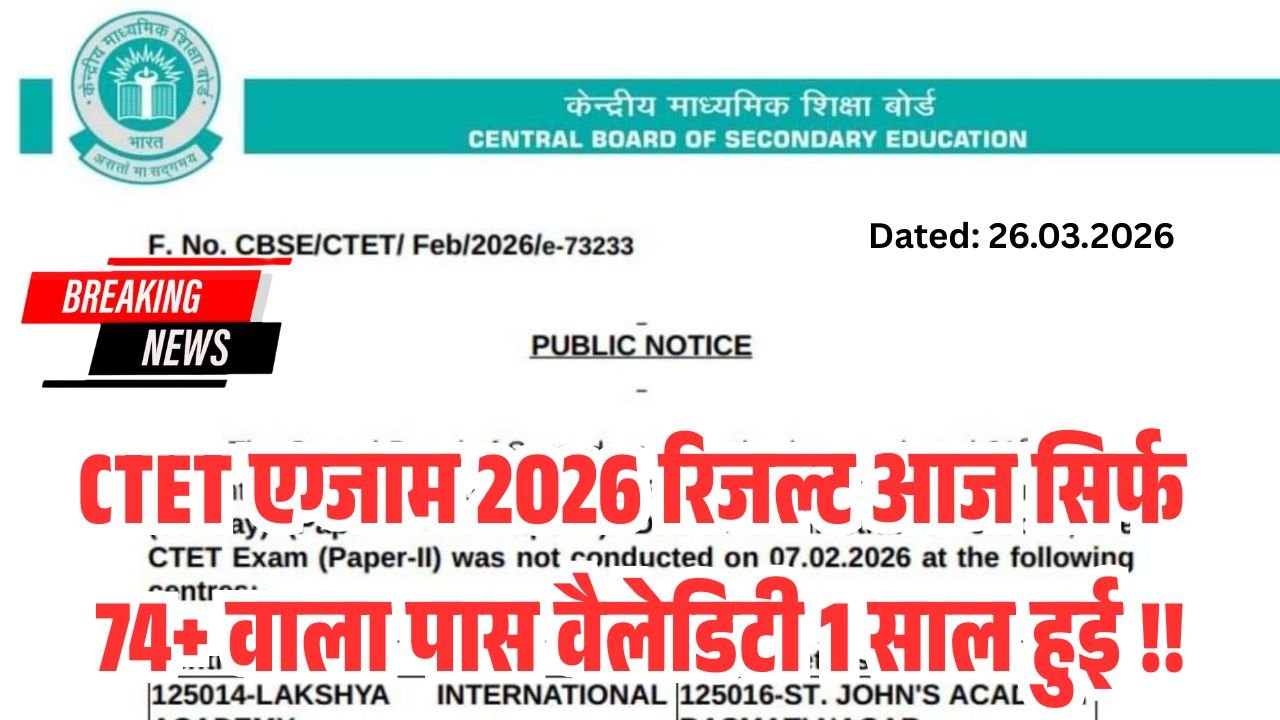 CTET Exam 2026 Result News Today